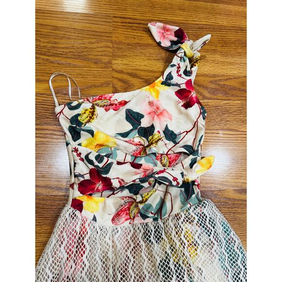 PatBO Hibiscus Neutral floral-print one-shoulder Sundress NWT SZ 4 - Picture 9 of 14